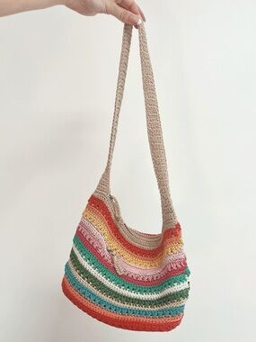 THE SAK | Crochet Knit Rainbow Slouchy Bag